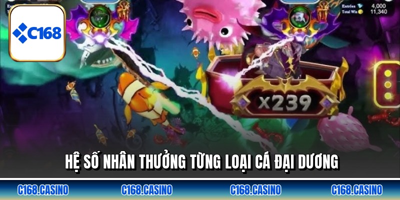 Hệ số nhân thưởng từng loại cá đại dương